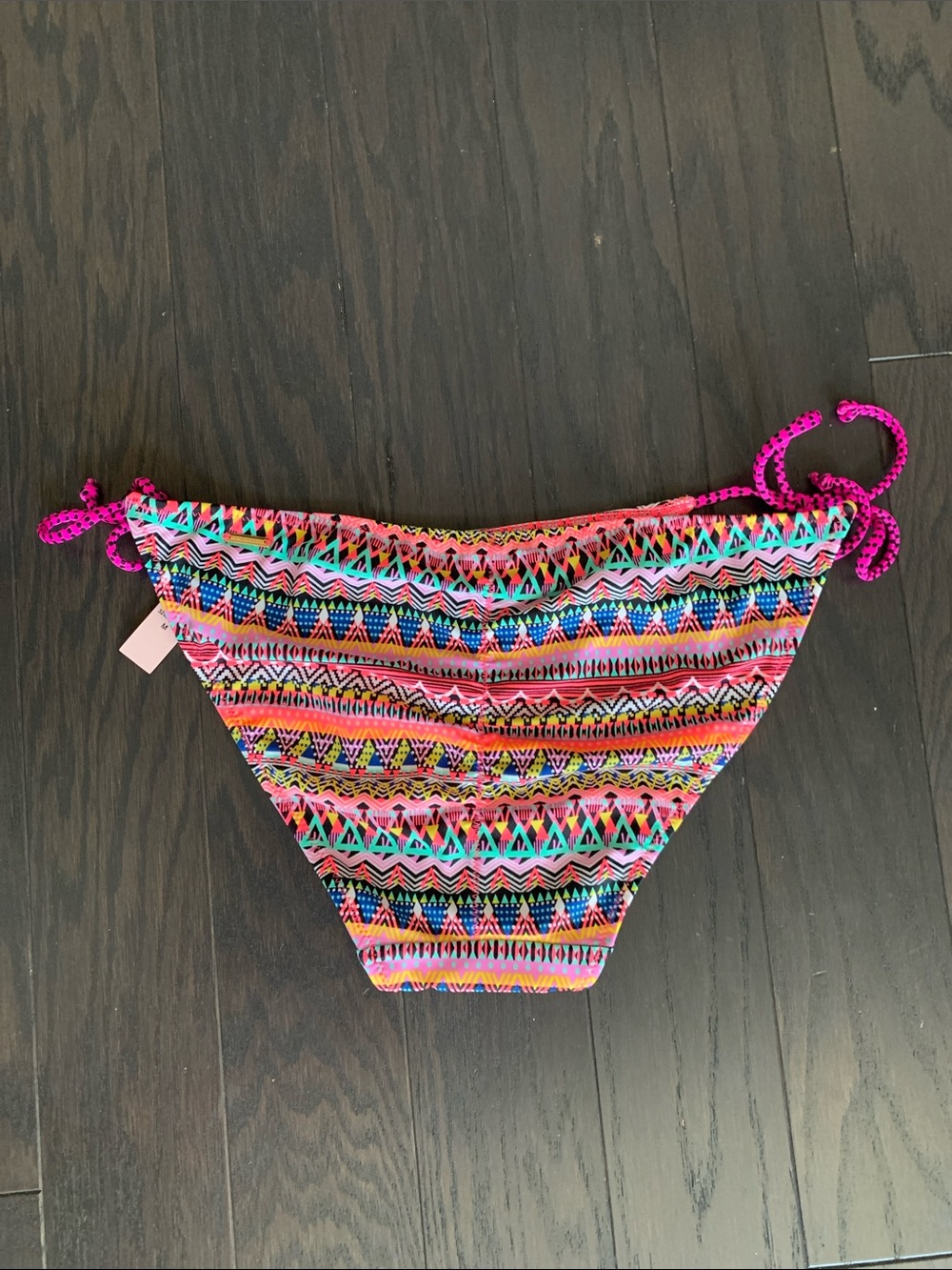 Victoria's Secret Neon Pink Multicolor Tribal Tie-Side Bikini Bottom - Picture 2 of 6